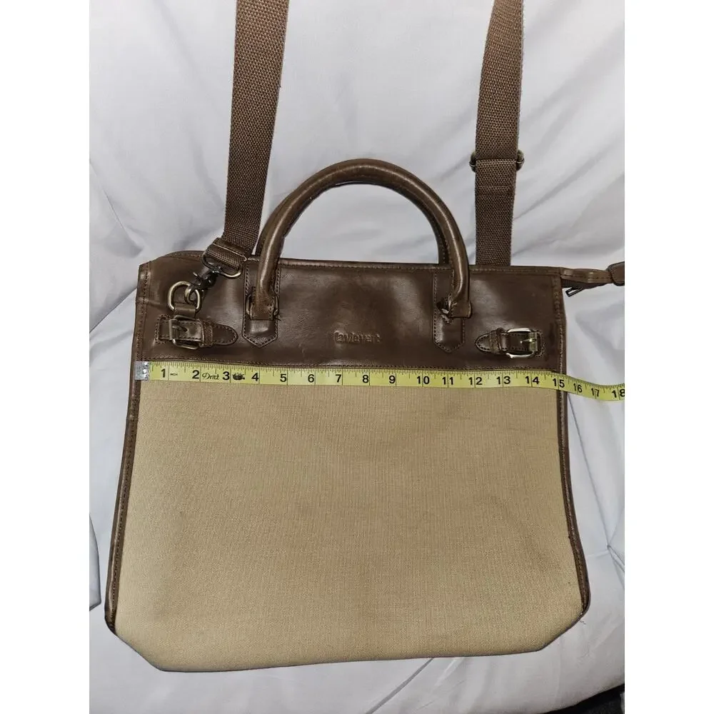 Lavievert Vintage-Style Laptop Messenger Crosbody Bag In Leather And Canvas